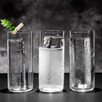Engraved Colin Cups Creative Cocktail Glasses Cups Japanese Style Simple Engraved Ultra-thin Glass Cup Long Drink Highball Cup