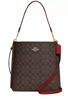 Coach Coach Mollie Bucket Bag In Signature Canvas in Brown/ 1941 Red CA561