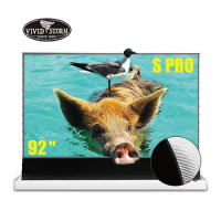 VIVIDSTORM S PRO 92 Inch Electric Tension Floor Screen for Ambient Light Rejecting Ultra Short Throw Laser 4k Projector