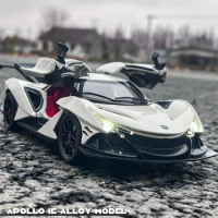 Diecast Apollo IE Supercar Model 1/24 Simulation Collective Miniature Voiture With Sound Light Metal Car Toy Gift Boy Birthday