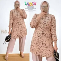 Namira One Set Wanita Kekinian Tunik Rayon Premium Baju Setelan Celana Kulot Korean Style LD 110 cm 