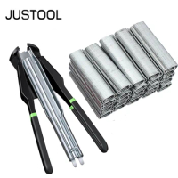 JUSTOOL C7 Hog Ring Pliers Gun and 2500 pcs C Type Nails Animal Wire Cage Clamp Hand Tools for Poultry Chicken Pig Bird Pet Cage
