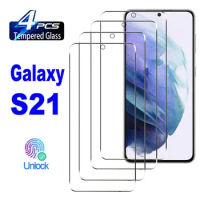 2/4Pcs Tempered Glass For Samsung Galaxy S21 S22 S23 S21+ S22+ S23+ S24 5G Fingerprint Unlock Screen Protector Glass Film