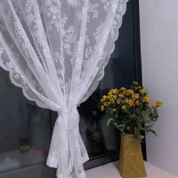 Florl Lace Sheer Rod Pocket Curtain Panel
