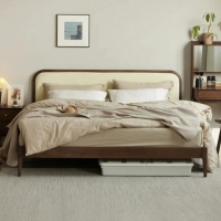 【橙家居·家具】/預購/貝里系列胡桃色六尺軟包床架 BL-F8017(售完採預購 置物床架 收納床底 床組 雙人床)
