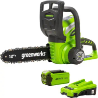 Greenworks 40V 12inch Chainsaw, 2.0 Battery &amp; Charger Included