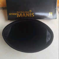 Peci Hitam Manis Terlaris Original Muslim Kopiah Songkok Pria Dewasa Motif Bordir Putih