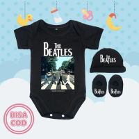 Baju Kodok Jumper Bayi Set Sepatu dan Topi Band Musik Rock Legend The Beatles Abbey Road