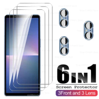6In1 HD Tempered Glass Film For Sony Xperia 5 V 6.1'' Full Cover Screen Protector on sony xperia 5 V Camera Lens Protective film