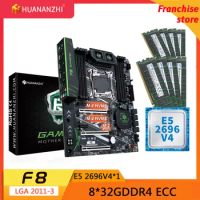 HUANANZHI-placa base X99 F8 LGA 2011-3 XEON X99, con Intel E5 2696 V4 con 8x32G DDR4, kit combinado de memoria de NON-ECC, NVME