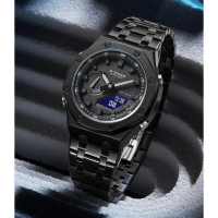 DISKON Dziner Jam Tangan Pria Double Time 8335 Rantai Stainless Steel Water Resistant 3 ATM Watches