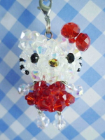 【震撼精品百貨】Hello Kitty 凱蒂貓~KITTY串珠手機吊飾-紅S