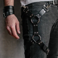 Gay бдсм Goth Pastel Pu Leather Garter Belt Bondage Leg Harness Waist Straps Harness Suspenders For Jeans Pants Men Accessories
