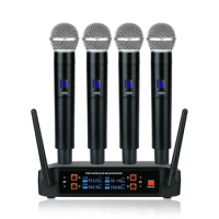 Professional Wireless Microphone System 4 Channel Handheld Karaoke Microphone For Home Party Church Event Party TV Speaker