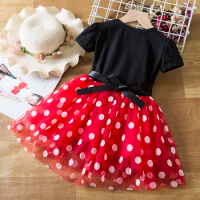 Cute Baby Girl Dress for 9M-6Yrs Children Summer Clothes Kids Minni Mouse Polka Dot Dress Girls Birthday Party Cosplay Costumes
