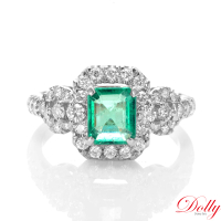 【DOLLY】1克拉 18K金天然哥倫比亞祖母綠鑽石戒指(007)