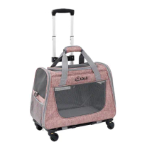 Portable Outing Puppy Carrier Pull Rod Box Pet Trolley Case Cat Travel Transport Bag Cat Cage Handbag Dog Breathable Backpack