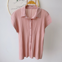 8073 One Size (45-75kg) Summer Sanzhai Small Summer Slimming Texture Short Sleeve Shirt