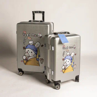 20"24 Inch Cartoon Cute Aluminum Frame Travel Children's Suitcase On Wheels Carry On Rolling Luggage Boarding Case Free Shipping