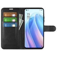 OppoReno7 Case for OPPO Reno7 5G (6.43in) 2021 Cover Wallet Card Stent Book Style Leather black for OPPO Reno 7 PFJM10