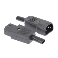 Ổ cắm, AC, 3 chân, Cáp thẳng, Đầu nối phích cắm, C13 C14, 16A, 250V, Phích cắm nữ và nam