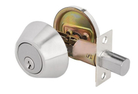 門鎖 D101 磨砂銀 補助鎖 防盜鎖 適用 鋁 硫化銅門 木門 大門 一般房門 (60 mm、扁平鑰匙、不鏽鋼磨紗銀)