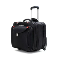 Business Waterproof Trolley Case Travel Suitcase Computer Bag Wheel Laptop Tablet PC Storage Box Handbag Luggage Package 18 Inch