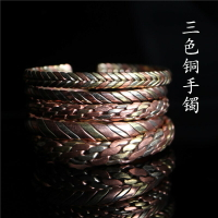 精品藏式三色銅手鐲手工制作民族風特色銅手鐲1入