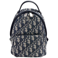 Dior 經典Rider Dior Oblique緹花帆布拉鍊後背包(迷你-米/黑色)