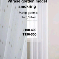Vitrase Gorden Putih Premium Motif Import Gerimis Gold/Silver Model Smokring Tirai Jendela Dalaman G