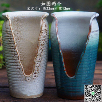 【千羽家居】【花瓶】粗陶花盆手工陶瓷高法師老樁紫砂透氣粗陶切口陶土大缺口懸崖