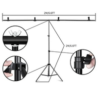 Background T-shaped Stand Tripod 2X2M Backdrop Photography Adjustable Support System Photo Studio for Non-Woven Muslin Backdrops