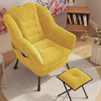 Modern Yellow Fabric Chair Simple Small Beaty Lazy Lounge Armchair Chair Puffs Designer Ergonomic Fauteuils De Salon Furniture