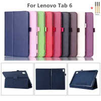 Case For Lenovo Tab 6 2021 PU Leather Flip cover For Lenovo Tab6 10.3" Stand Tablet cover Funda Capa full Protective Shell+pen