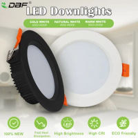 [DBF]Round LED Recessed Downlights Smart IC Driver 3W 5W 7W 9W 12W 15W 18W AC220V LED Ceiling Spot light Bedroom Indoor Lighting