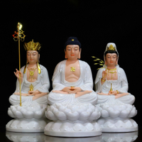 西方三圣佛像漢白玉瓷娑婆釋伽牟尼佛觀音菩薩地藏王神像家用供奉