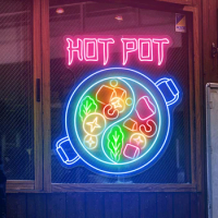 Hot Pot Neon Sign Chinese Food Restaurant Neon Light Custom Chinatown Shop Welcome Signs Food Neon Logo Opening LED Lights