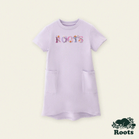 【Roots】Roots大童-繽紛花卉系列 花卉文字傘狀洋裝(蘭花紫)