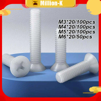 Baut Nylon/Nylon Screw/Bolt Nylon 100PCS  M3 M4 M5 M6 Cross Head Screw