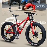 26 inch 4.0 Fat Tire soft tail Mountain Bike Full Suspension MTB Beach and Snow Double disc brake Fatbike Carbon Steel Bicycle
