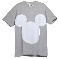 COMME des GARÇONS SHIRT x Disney寬鬆版熊頭圖騰圓領中性T恤(灰/FK-T009)