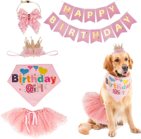 ADOGGYGO Dog Birthday Hat Bandana Girl - Dog Puppy Birthday Party Supplies - Pink Dog Tutu Birthday 
