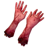 2 PCS Severed Feet Hand Prop Scary Broken Human Body Decorate Bloody Sticky Hands