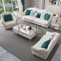 【KENS】沙發 沙發椅 美式輕奢皮藝沙發客廳家具整裝現代簡約實木組合大小戶型沙發