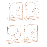 4Pcs Decorative Iron Wire Metal Bookends Art Book Stand For Shelf Geometric Design Book End Book Stand