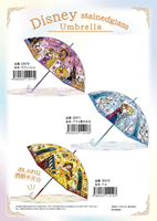 【日本J'S PLANNING】迪士尼 彩繪玻璃雨傘 自動傘 傘骨長60cm 小美人魚 貝兒公主 冰雪奇緣