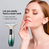 EMS Micro-current Facial Neck Beauty Container Massager LED Photon Rejuvenation Skin Lifting Machine Anti-wrinkle Double Chin