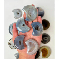 1 Pc Random Pick Druzy Agate Moon - Agate Moon - Shaped Crystal - Moon Shaped Rock - Mineral - Moons