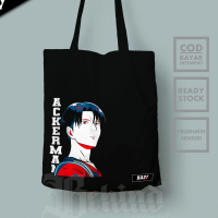 TOTE BAG RESLETING ANIME JAPAN LEVI AOT 3 SEMI KANVAS D500 Hitam Totebag
