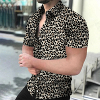 Summer Mens Hawaiian Shirts Lapel Camisa Leopard 3d Printed Shirts Men Women Short Sleeve Shirt Sing